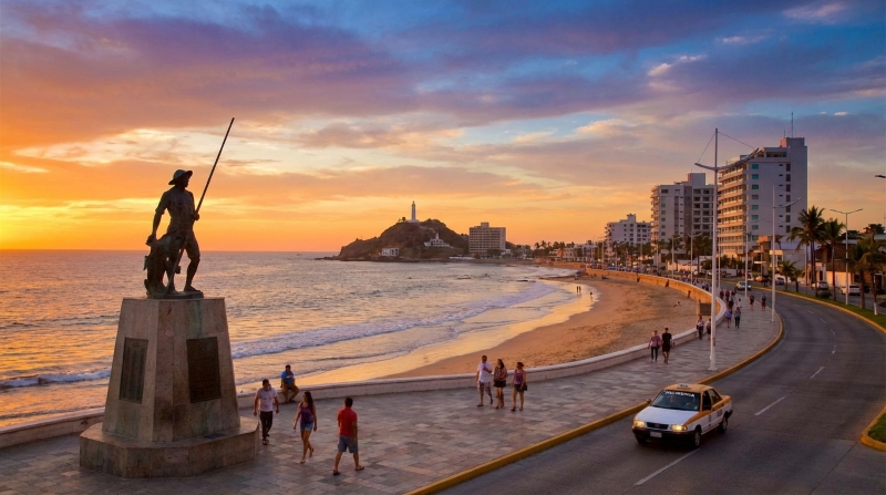Paisaje de ocaso en el mar